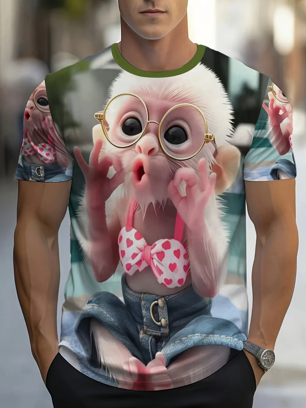 Fun Cute Bikini Monkey 3D Print  sport Quick-dry Breatha Men'sTShirt Outdoor Street Fashion Casual Leisure Parent-child Clothing