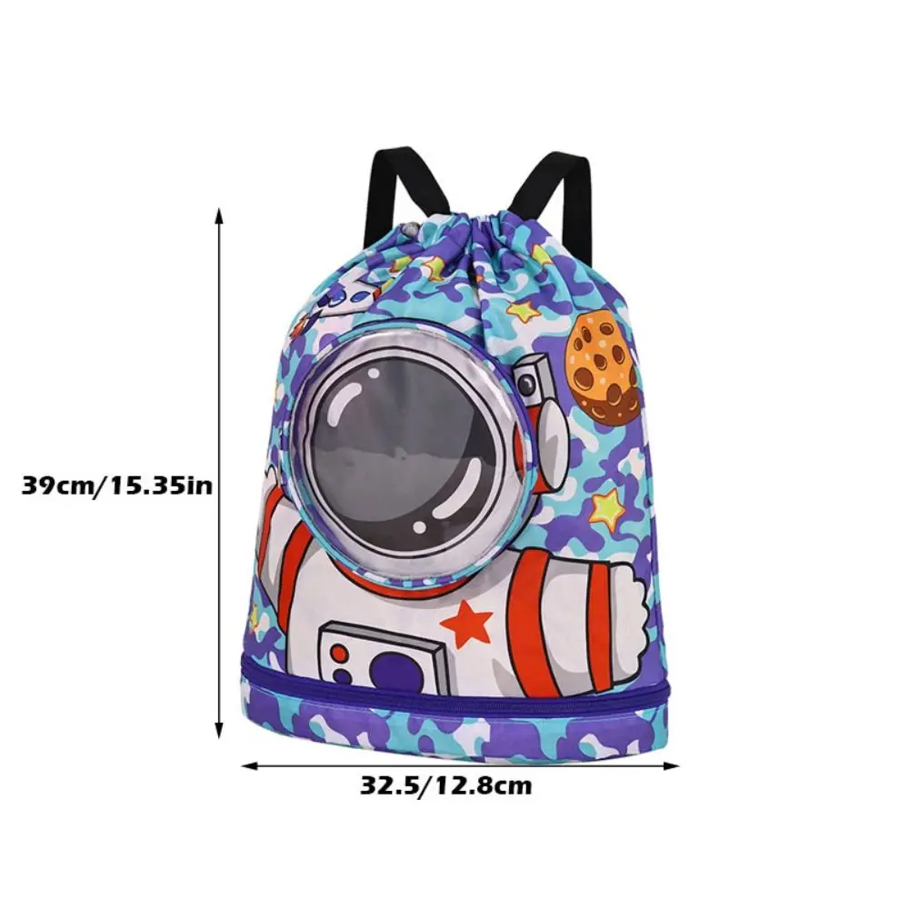 Dry Wet Separation Children's Swimming Bag Waterproof Cartoon Pattern Beach Backpack Large Capacity Adjustable