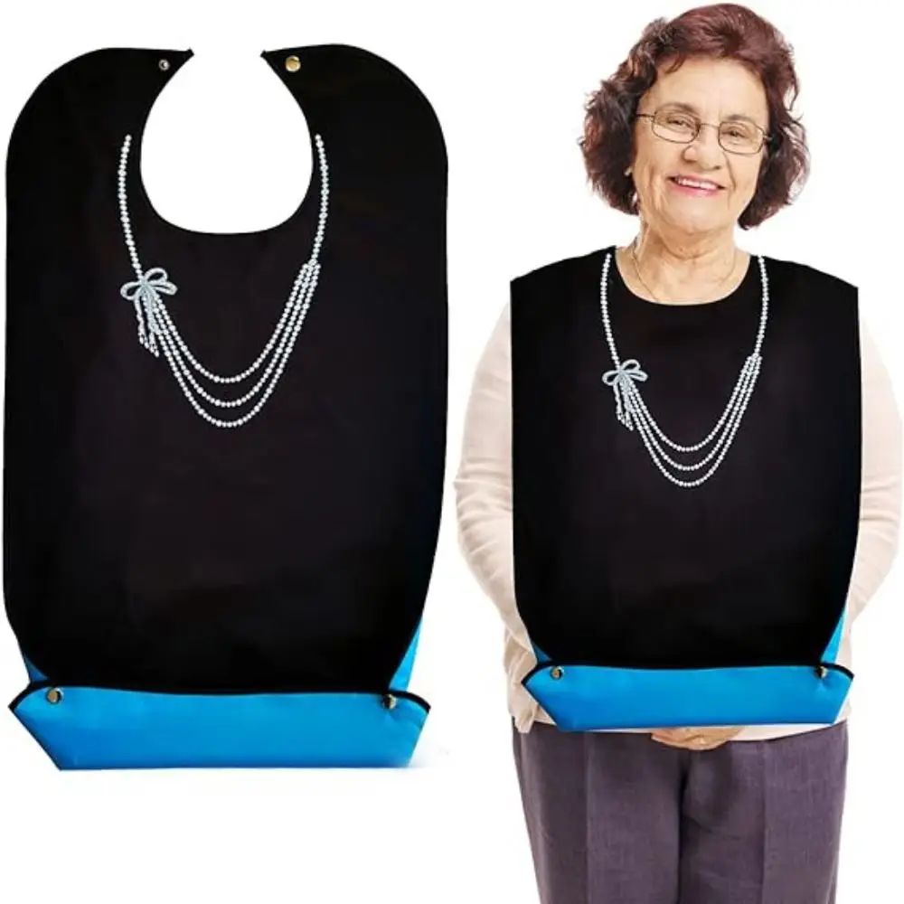 New Waterproof Adult Bibs Washable Easy to Clean Eating Apron Oilproof Polyester Clothing Protectors for Elderly