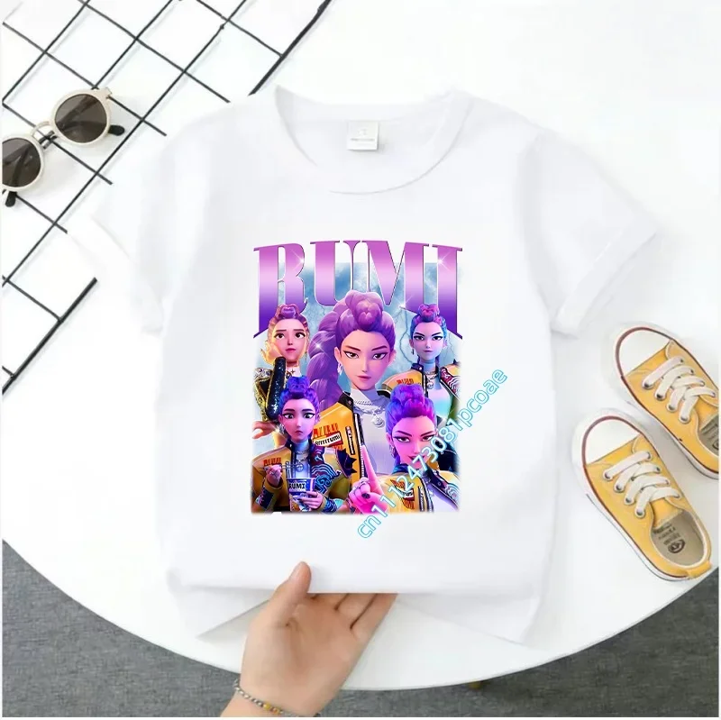 Summer Kpop Demon Hunters Print Graphic Tshirt Kids Clothes 2026 Movie T Shirt Girls Boys Short Sleeve Tops Comfortable T-shirt