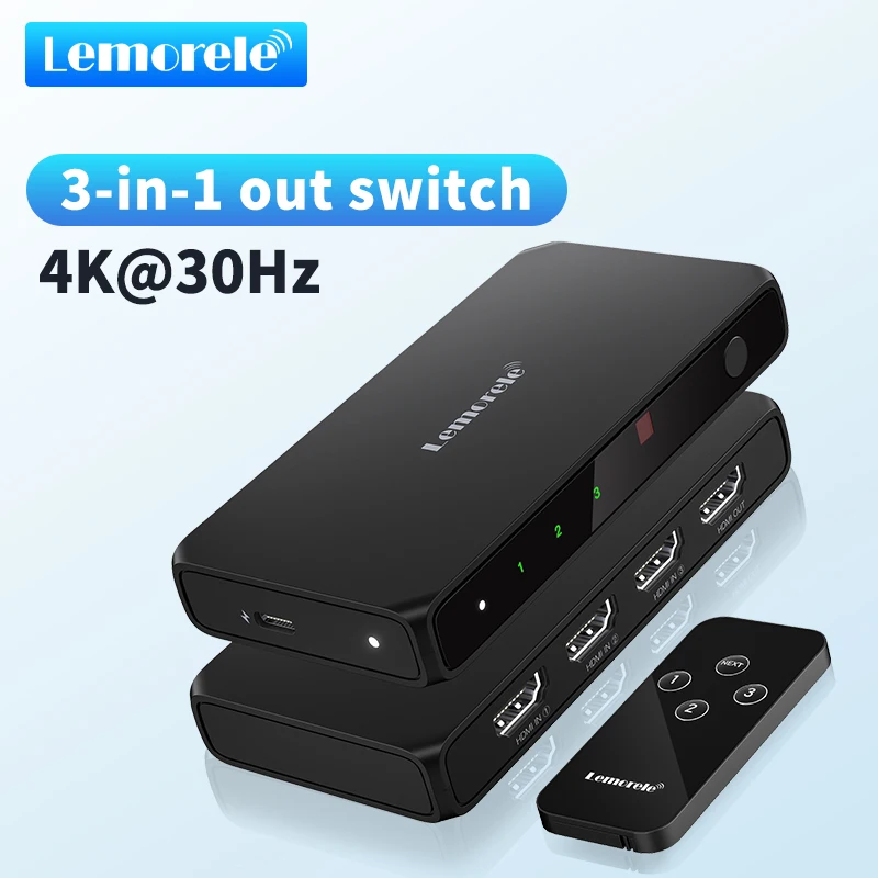LEMORELE HDMI Switcher 4K@30Hz 5 In 1 Out Distributor Converter Bidirectional Switching for Laptop TV Projector Monitor Switch