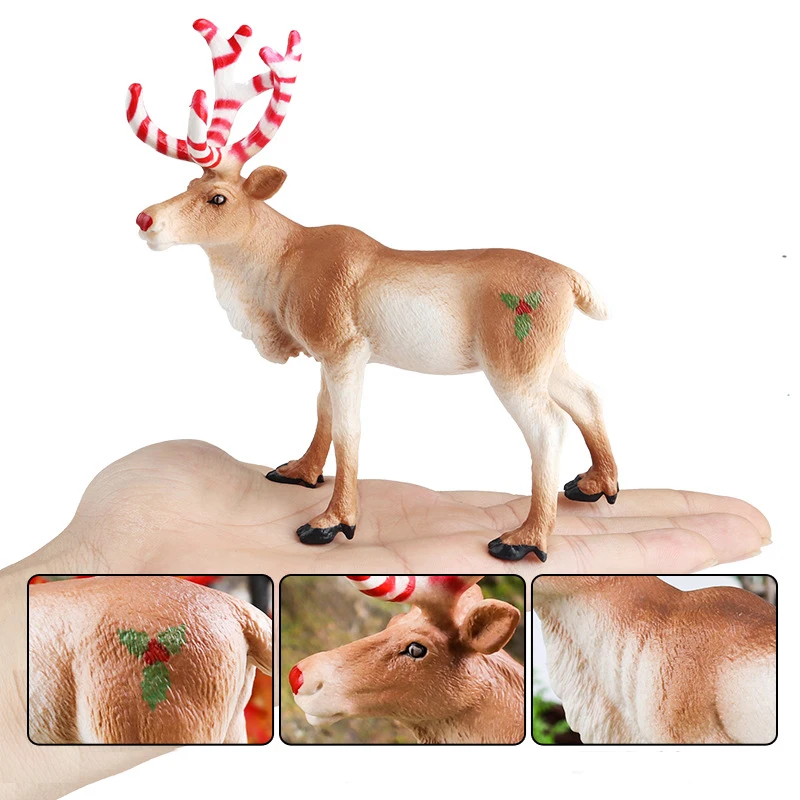 Simulated Wildlife Deer Christmas Reindeer Elk Animals Model Action Figures Xmas Ornament Decoration Toy Children Christmas Gift