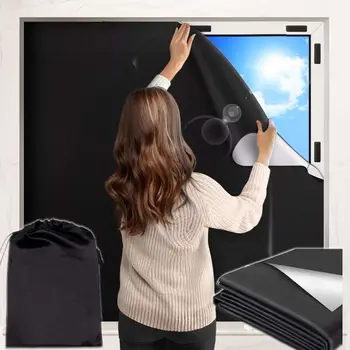 100% zasłona zaciemniająca Zdejmowana blokująca światło Ciemniejsza tkanina okienna DIY Pełne szkło Prywatność Przyciemnianie Odcień Czarna naklejka okienna