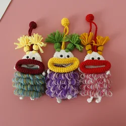 Fashion Sausage Mouth Doll Crochet Keychain For Car Keys Bag Keyrings Funny Monster Doll Knitting Keychains With Stiorage Bag