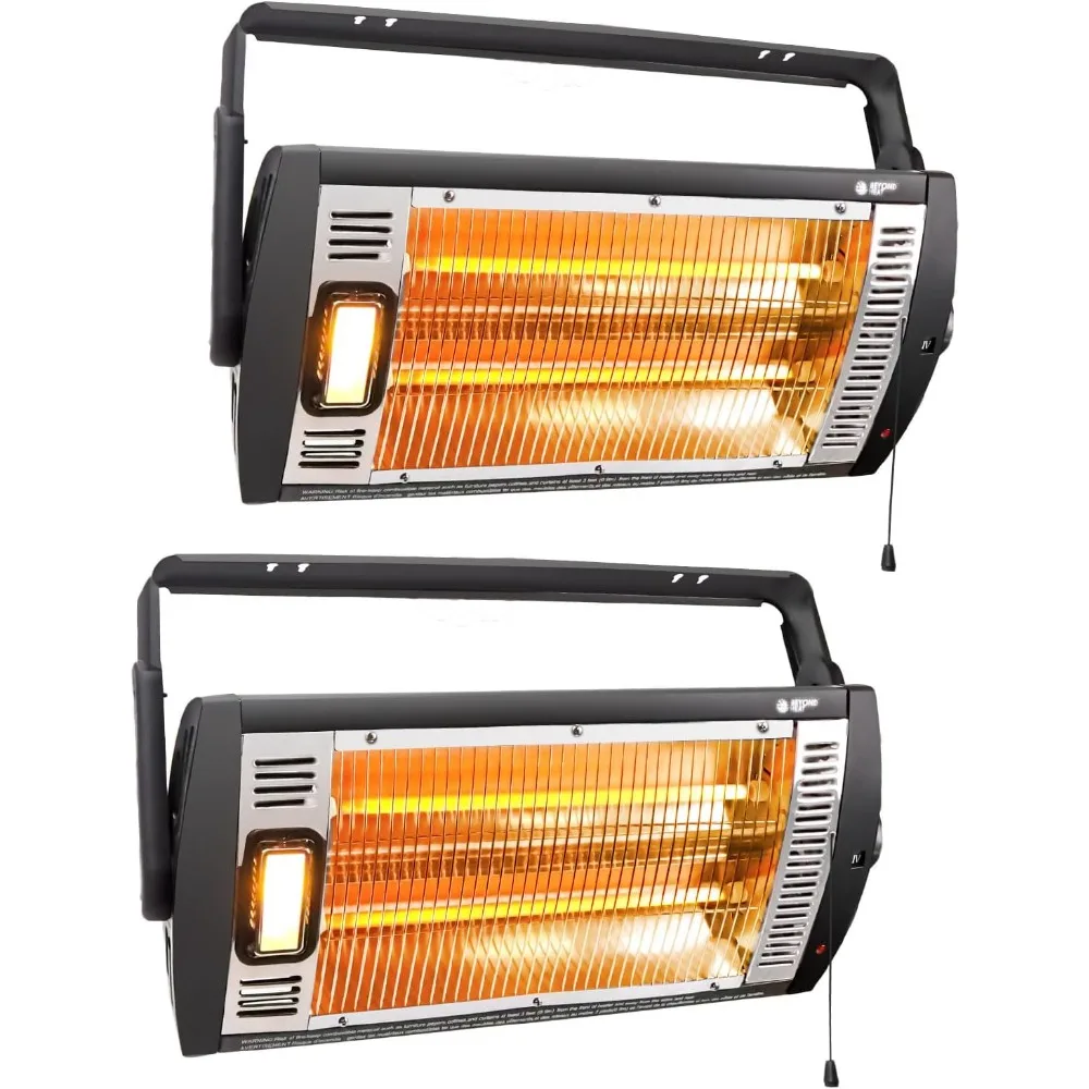 سخان جراج كهربائي مثبت على السقف 120 فولت 750 وات 1500 وات سخان مشع كوارتز مزدوج لفناء المتجر مع ارتفاع مائل قابل للتعديل #2