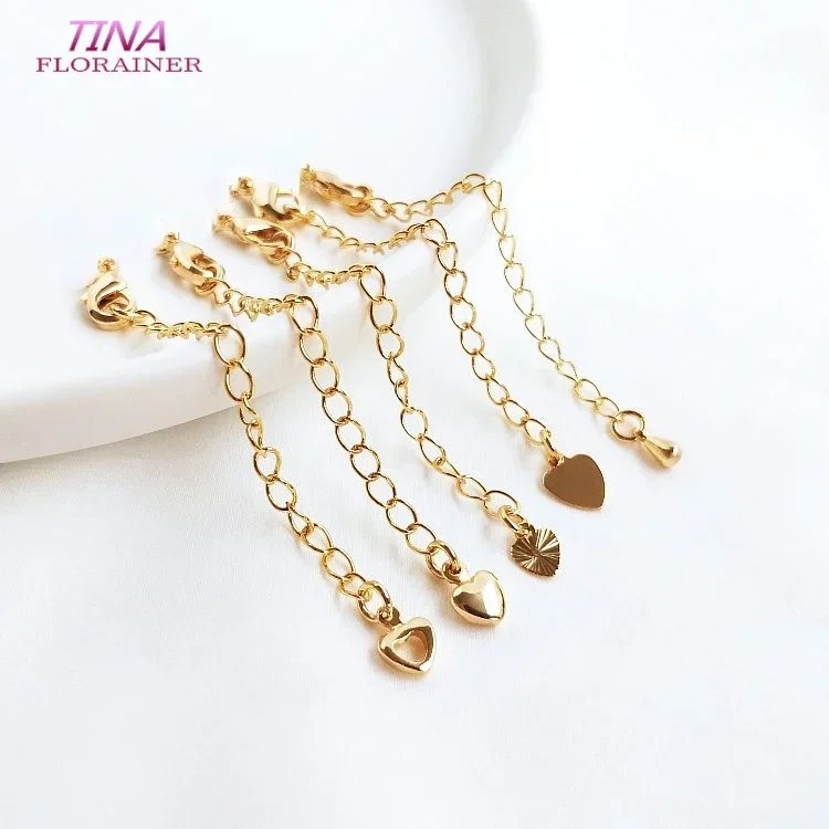 

6PCS 14K Gold Color Brass Extender Chain with Lobster Clasps High Quality Jewelry Accessories For DIY Jewelry Making Findings