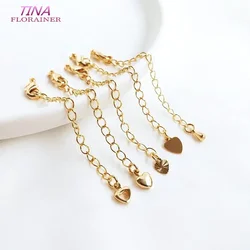 6PCS 14K Gold Color Brass Extender Chain with Lobster Clasps High Quality Jewelry Accessories  For DIY Jewelry Making Findings