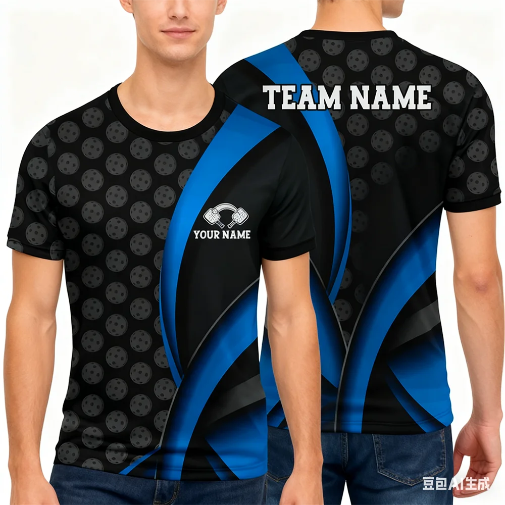 

In Pickleball 3D Pattern Men's T Shirts Summer Casual O-neck Loose Short Sleeve Tops Fashion Customized Name Tees Team Uniforms
