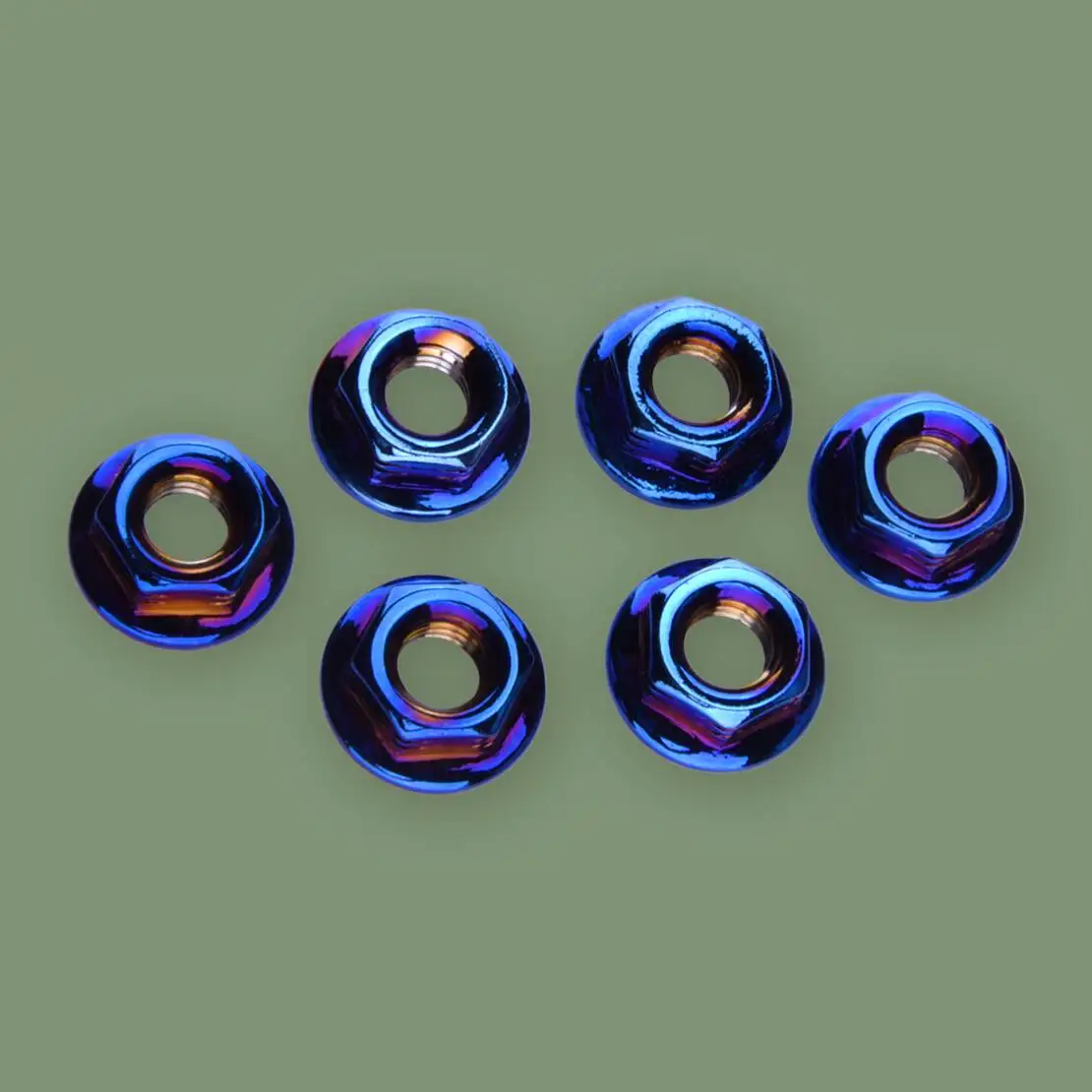 6Pcs Blue Flange M6 Hex Nut Bolt Screw for Motorcycle Bicycle Stainless Steel