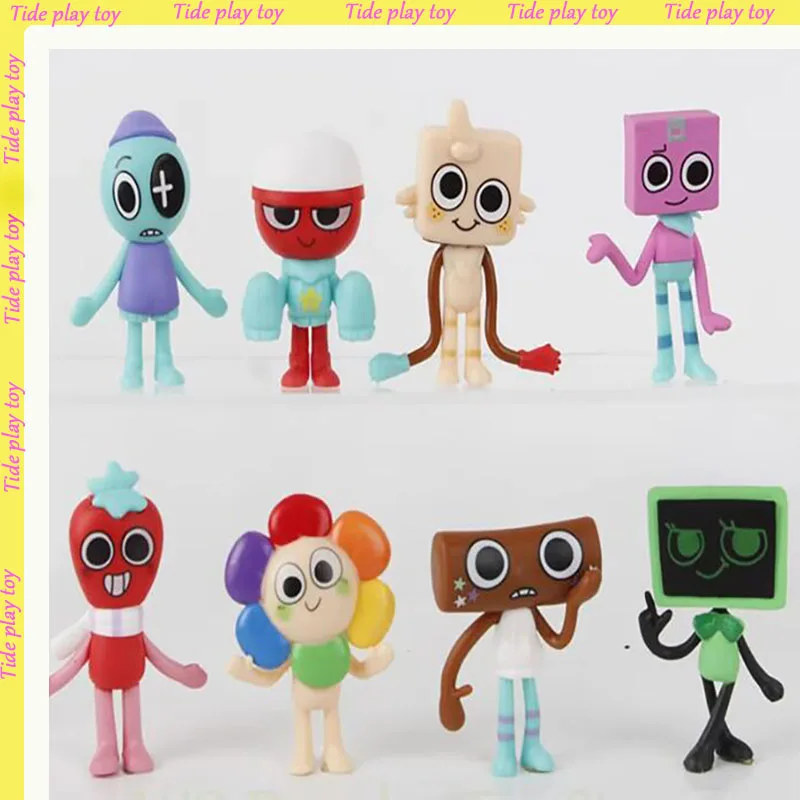 Dandy's World Anime Figure 8PCS Set Rhythm Box Series Cute Figures PVC Collectible Model Doll Decoration Kid Christmas Gift Toys