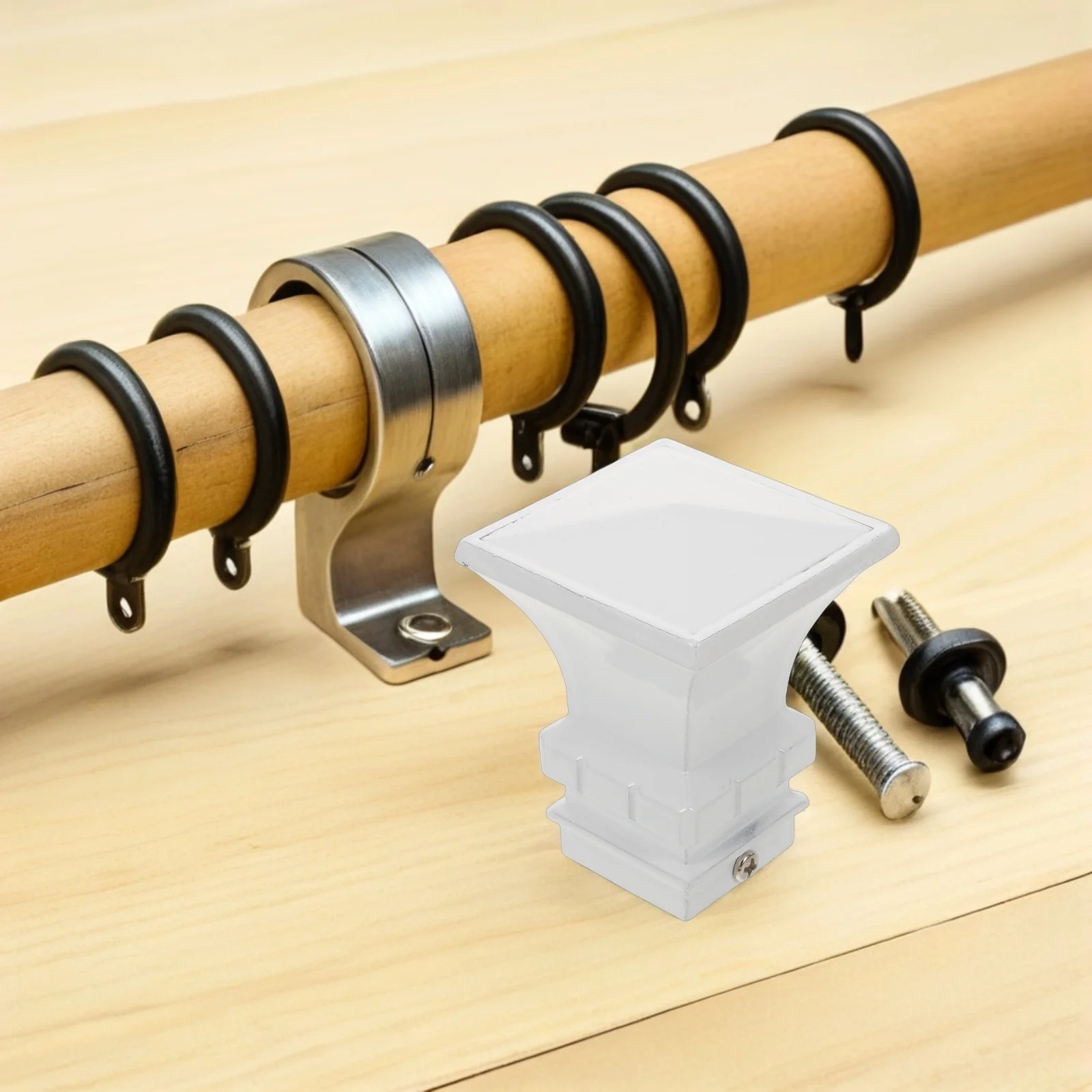 

2pcs Curtain Finials Replacement: Metal Curtain Pole End Caps Decorative Drapery Rod Ends For Living Room Bedroom White Trim Rod