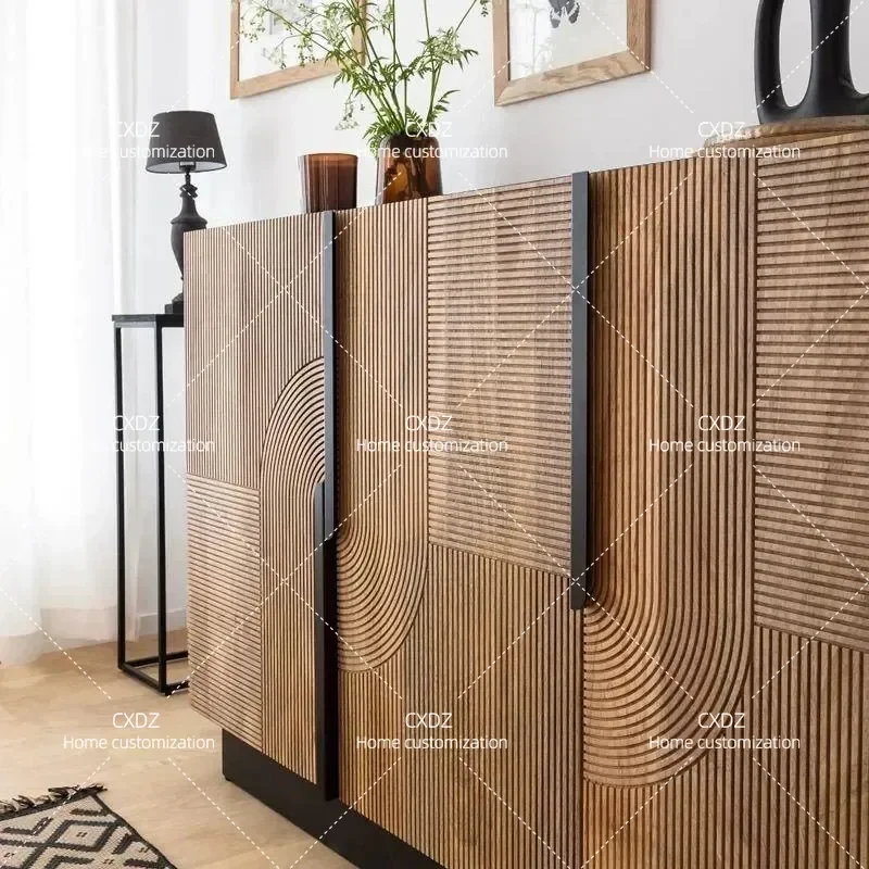 Nordic Solid Wood Sideboard Dining Cabinet Home Shoe Storage Entryway Console Tea Cabinet Living Room Organizer Locker