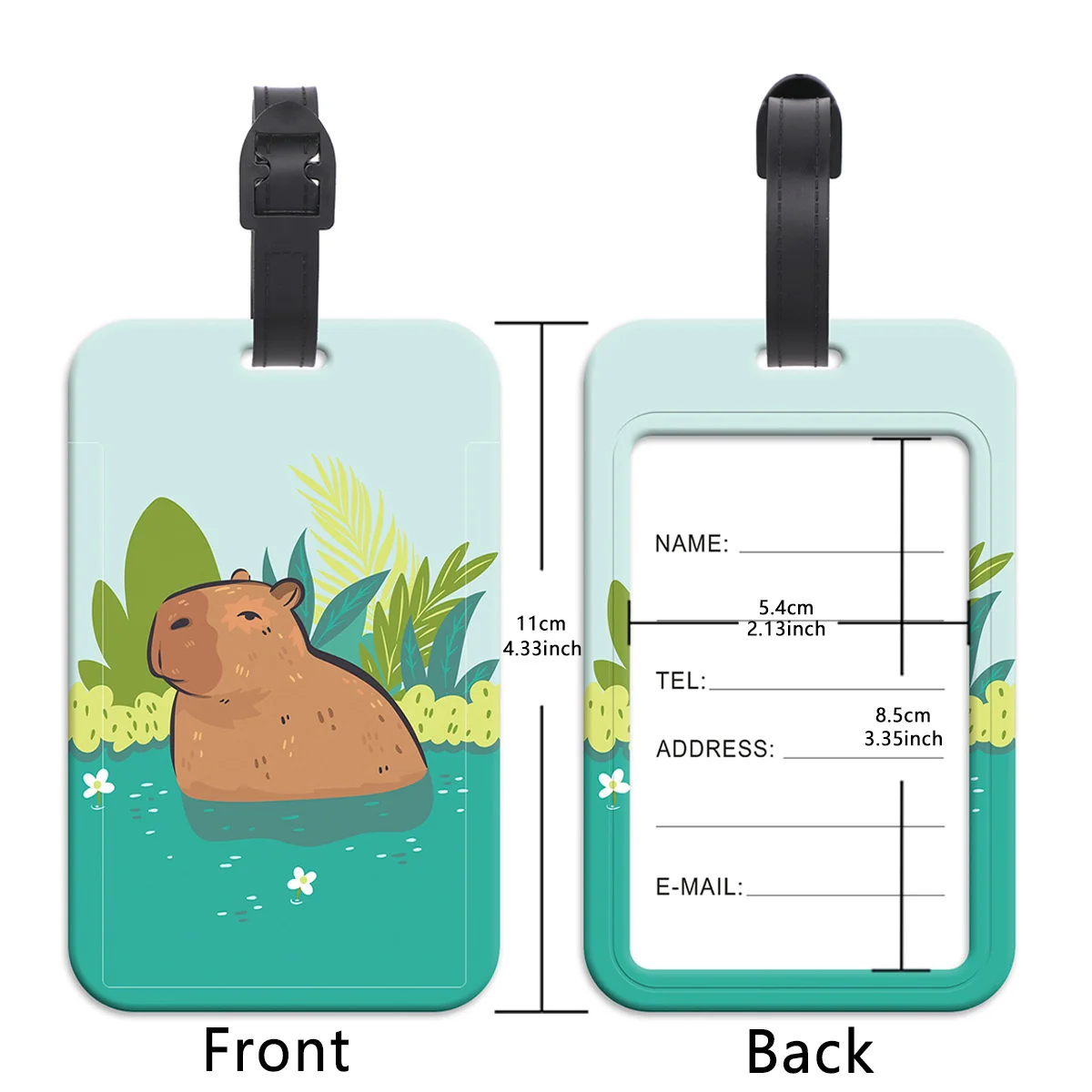 علامات الأمتعة Happy Capybara إكسسوارات السفر علامات حقيبة الموضة نمط السيليكون المحمولة حامل عنوان معرف تسمية السفر