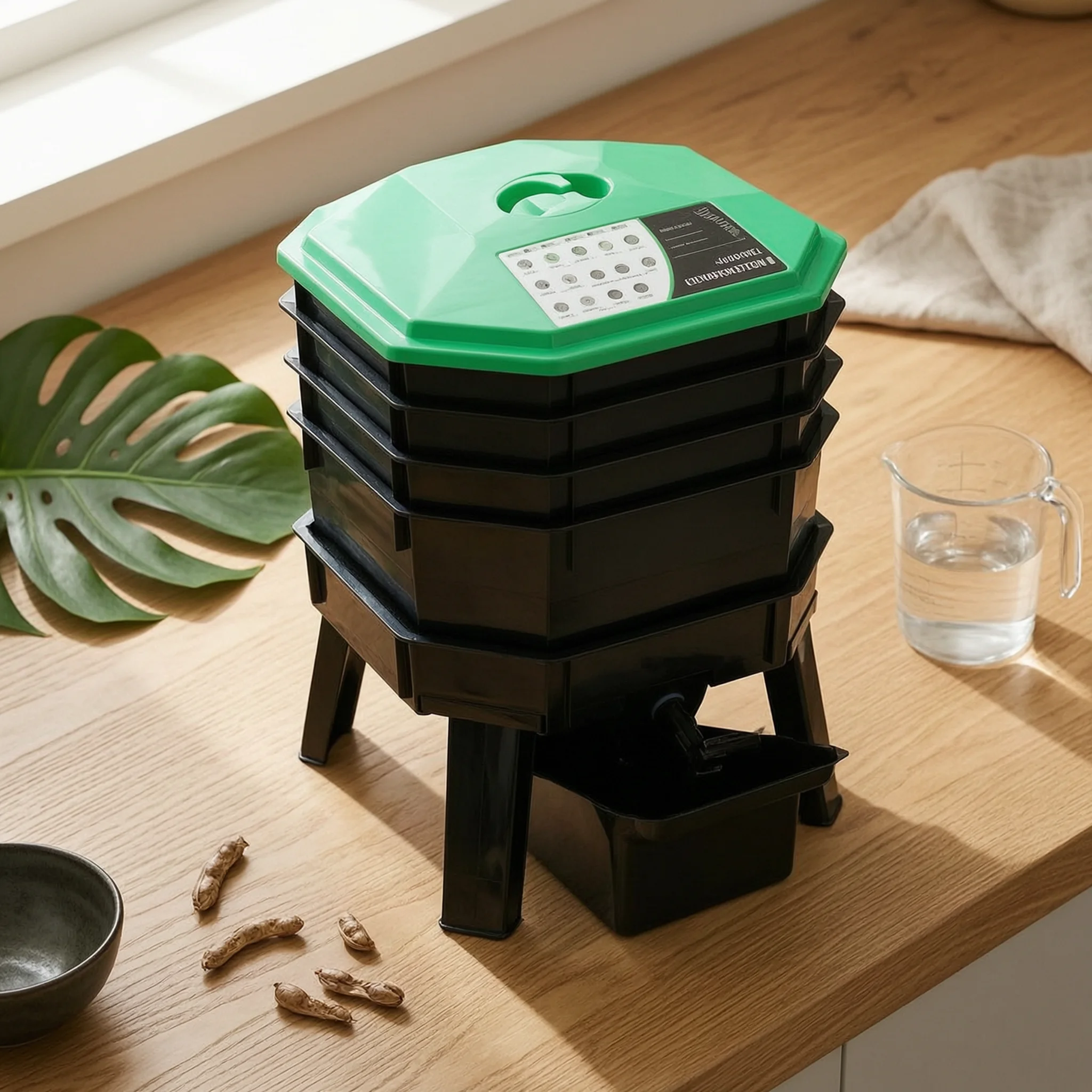 

Worm Compost Bin Easy to Use Vermicompost Bin Worm Farm Tray Indoor and Outdoor Composting System Drain Tap for Patio