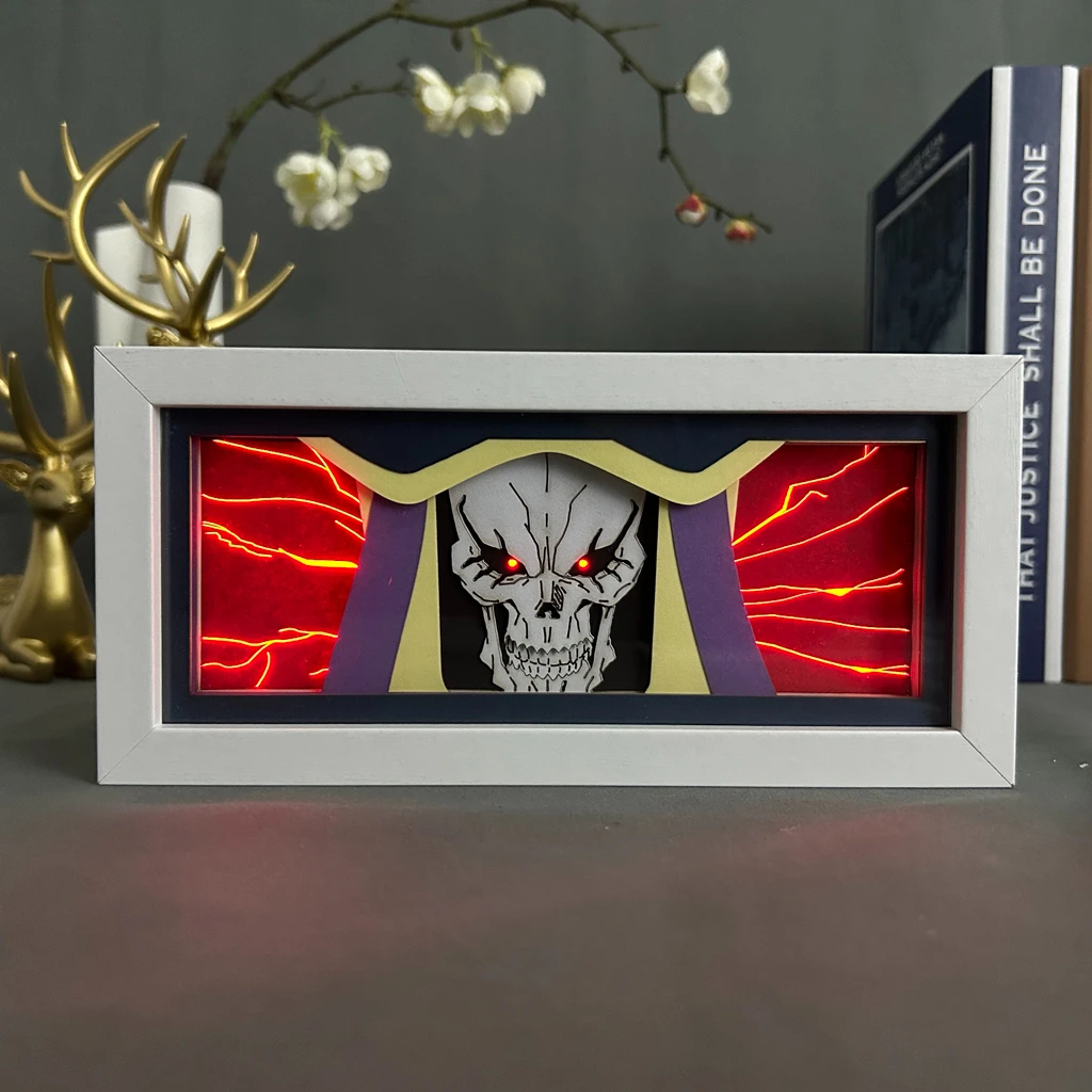 Ainz Ooal Gown Led Light Box для домашнего декора полки Новинка Shadow Box Подарок на день рождения Прикроватная ночная лампа Крутой аниме Lightbox