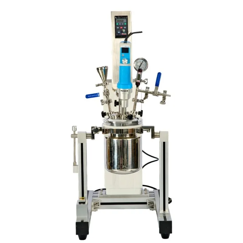 Lab Digital Display Emulsifier 1L Cosmetic Mixing Heating Reaction Kettle