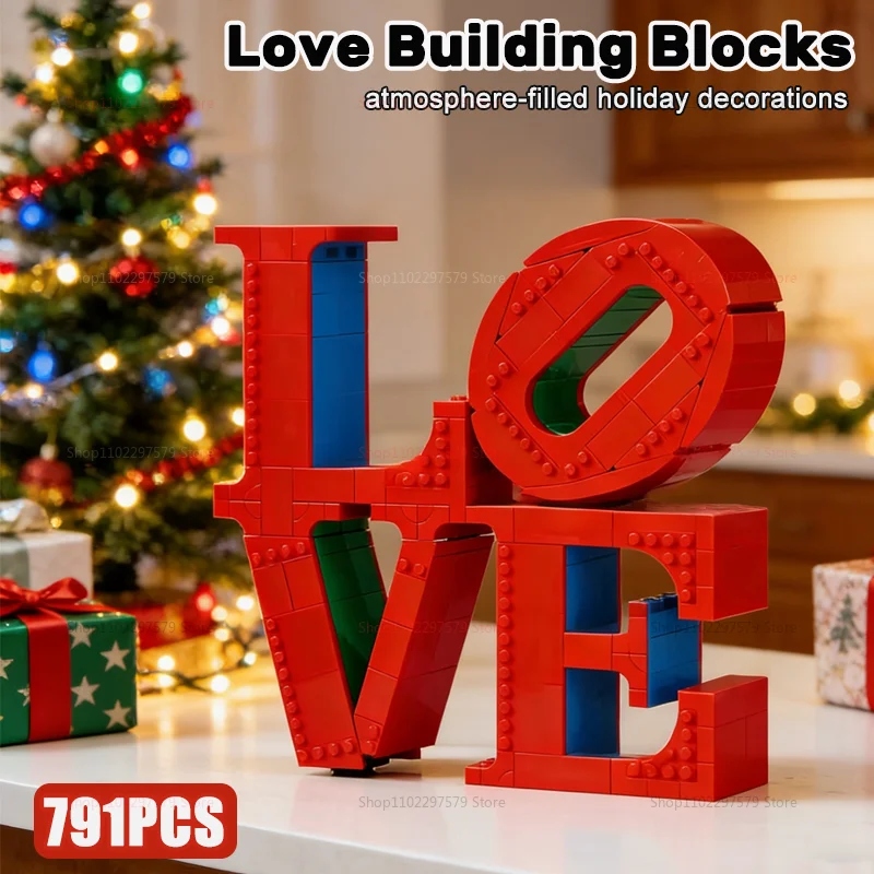 New MOC 791pcs Creative Compatible Crafts LOVE Sculpture Art Model Building Blocks Bricks Kids Birthday Christmas Gift Ornament