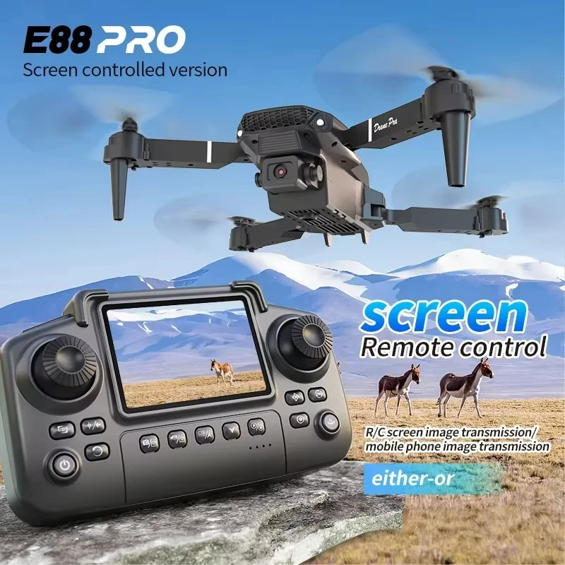 E88PRO الطائرة بدون طيار 8K 5G HD كاميرا مزدوجة التصوير الجوي شاشة التحكم عن بعد عرض التحكم الطائرات كوادكوبتر