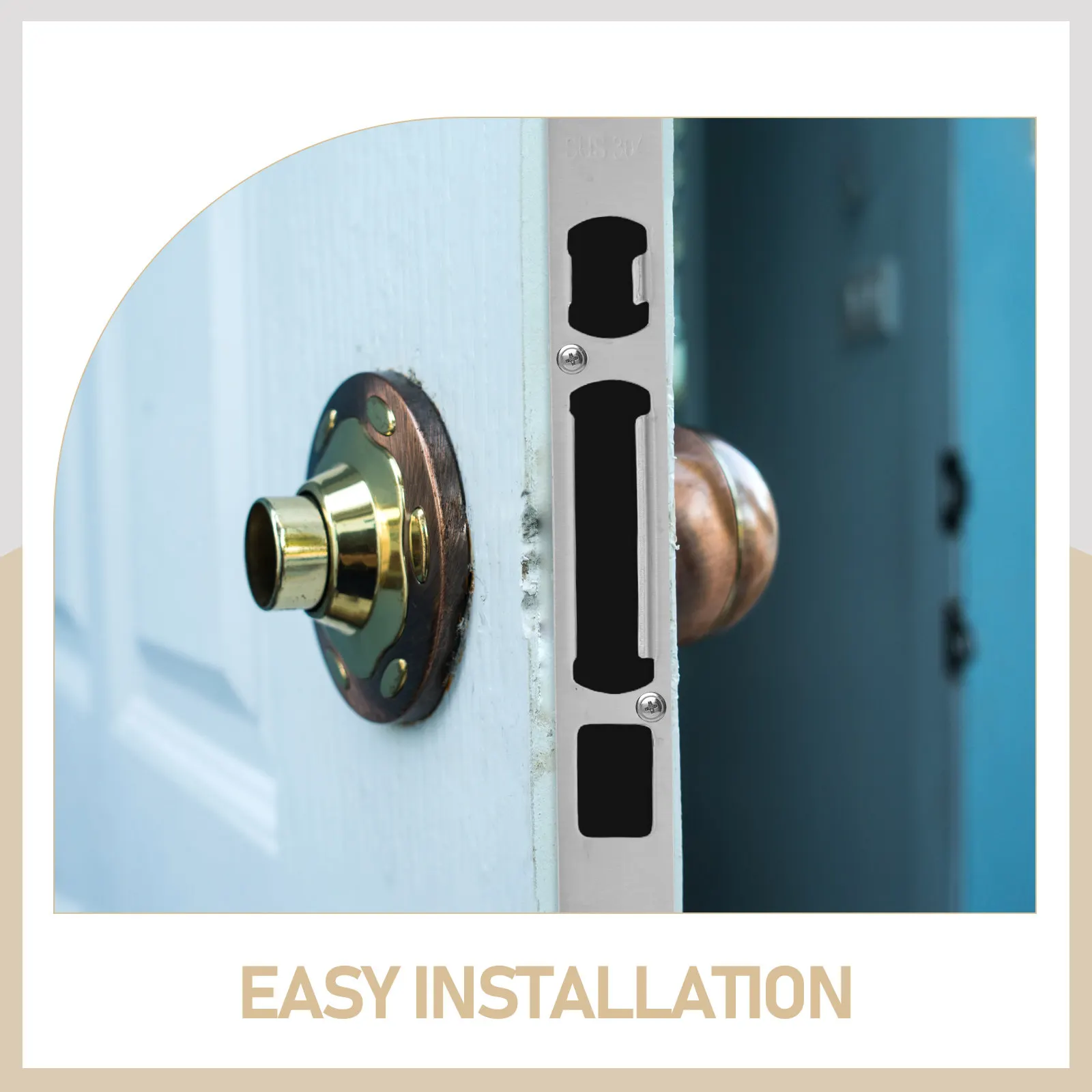 3Pcs Robust Door Security Strike Plate Set Stainless Steel Lock Body Guide for Anti-Theft Door Reinforcement Suitable for Front