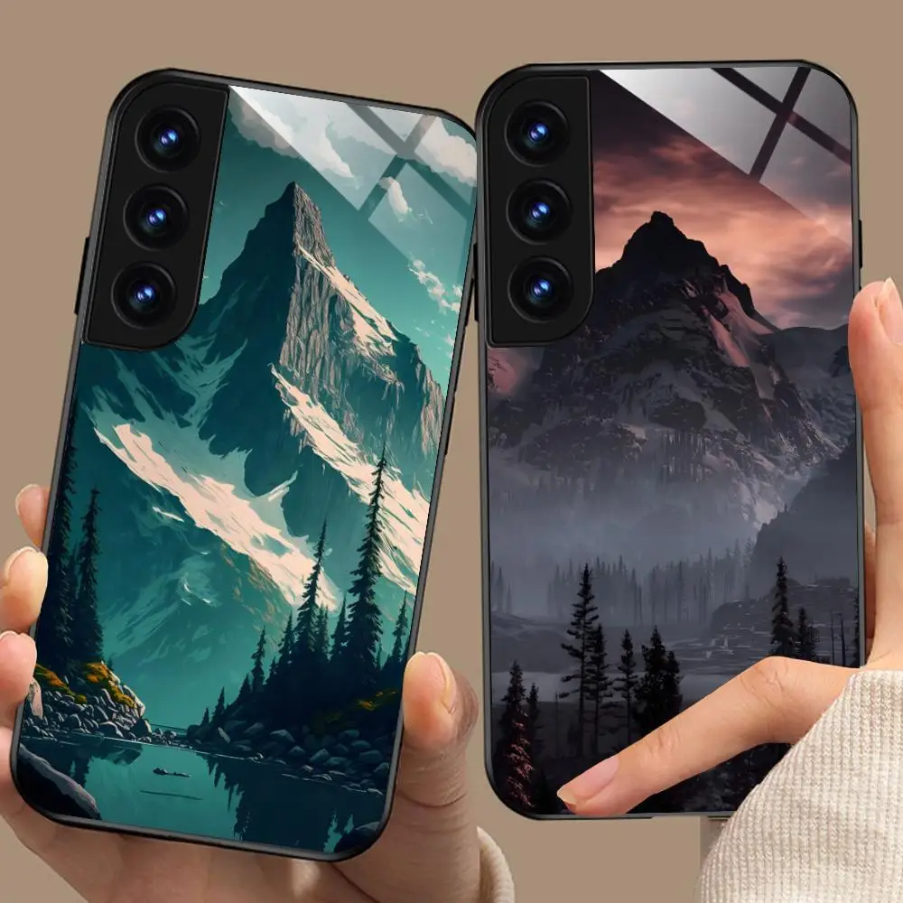 Mountain Forest Phone Case for Samsung Galaxy S26 S25 S24 S23 S22 S21 S20 Note20 Plus FE Ultra Glass Protective Cover