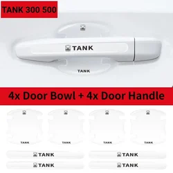 Tank 300 500 8Pcs Car Wrist of Door Protection Film for GWM WEY TANK 300 500 Door Handle Emblem Exterior Door Bowl Sticker