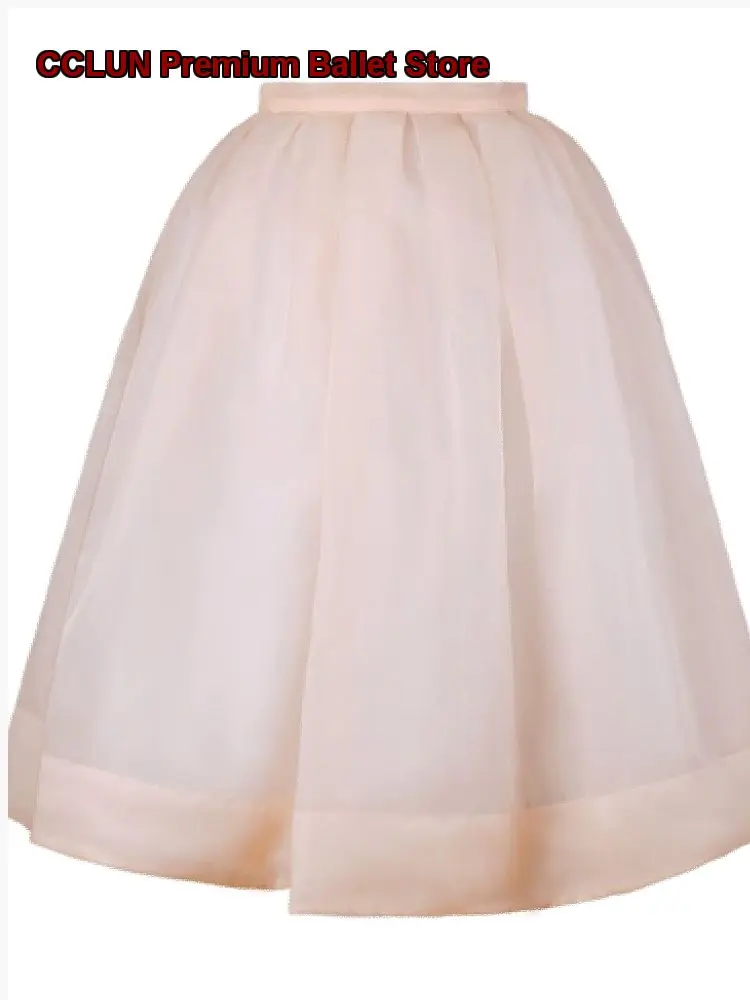 French Style Women's Organza Half Princess Waistline Shiny Half Skirt for Dancing