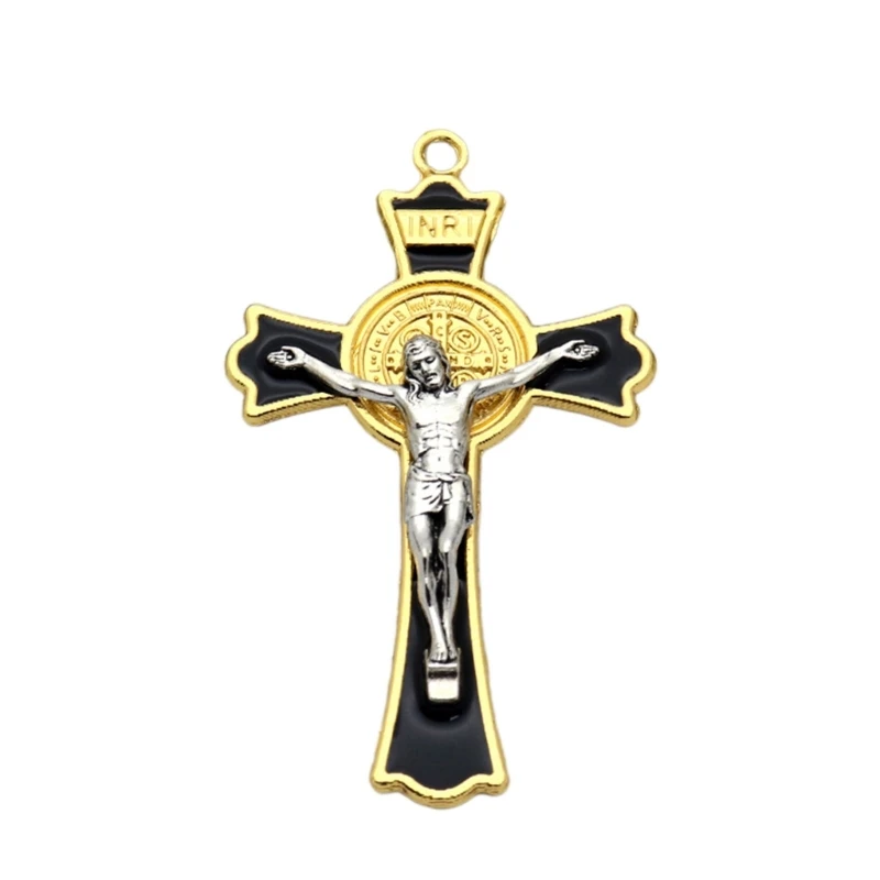 Vintage Holy Jesus for Cross Pendant DIY Decor Charm Handmade Crafts Supplies for Home Bedroom Living Room Wall Decor