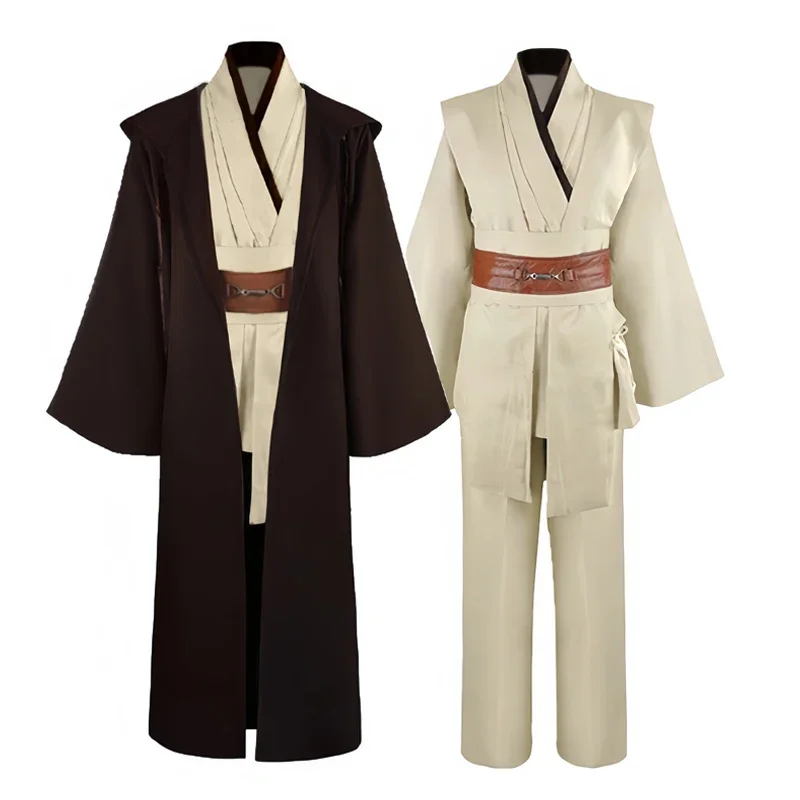 Costume Obi Wan Kenobi pour Homme, Robe de oral alier Jedi, Tunique à Capuche, Uniforme, Ensemble Complet