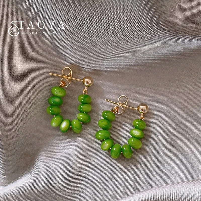 

2025 New Luxury Design Green Opals Beads Pendant Earrings Party Exquisite Set Jewelry For Womens Fashion Accessories Girls Gift