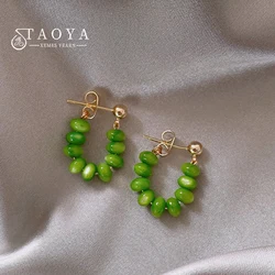2025 New Luxury Design Green Opals Beads Pendant Earrings Party Exquisite Set Jewelry For Womens Fashion Accessories Girls Gift