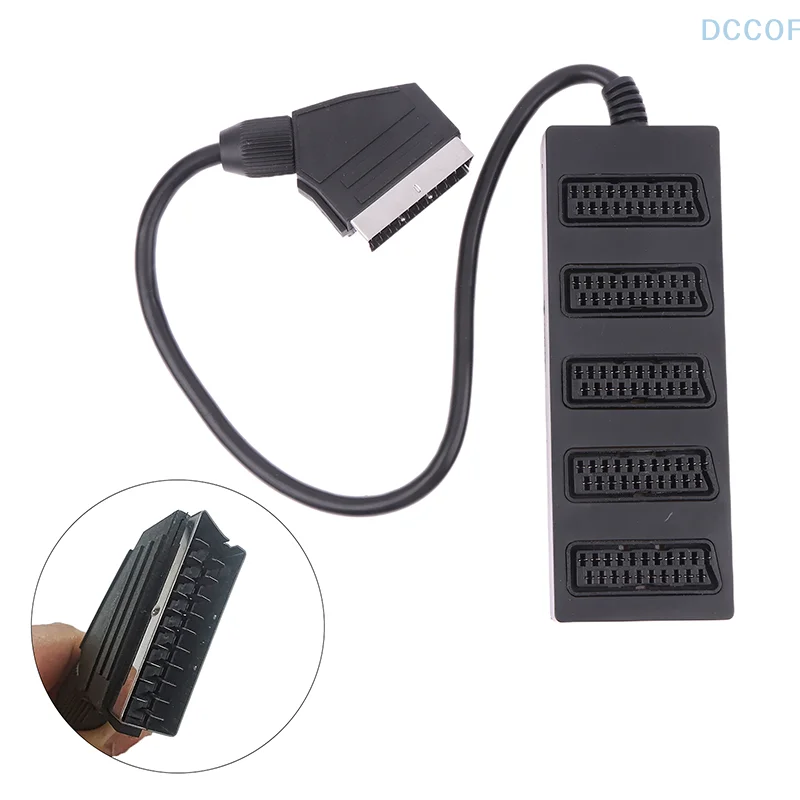 21Pin Scart 5 Way Splitter 21p Scart Male To 5 Female Adapter Connector 5 Road Scart One Divide Into Five Cable Line