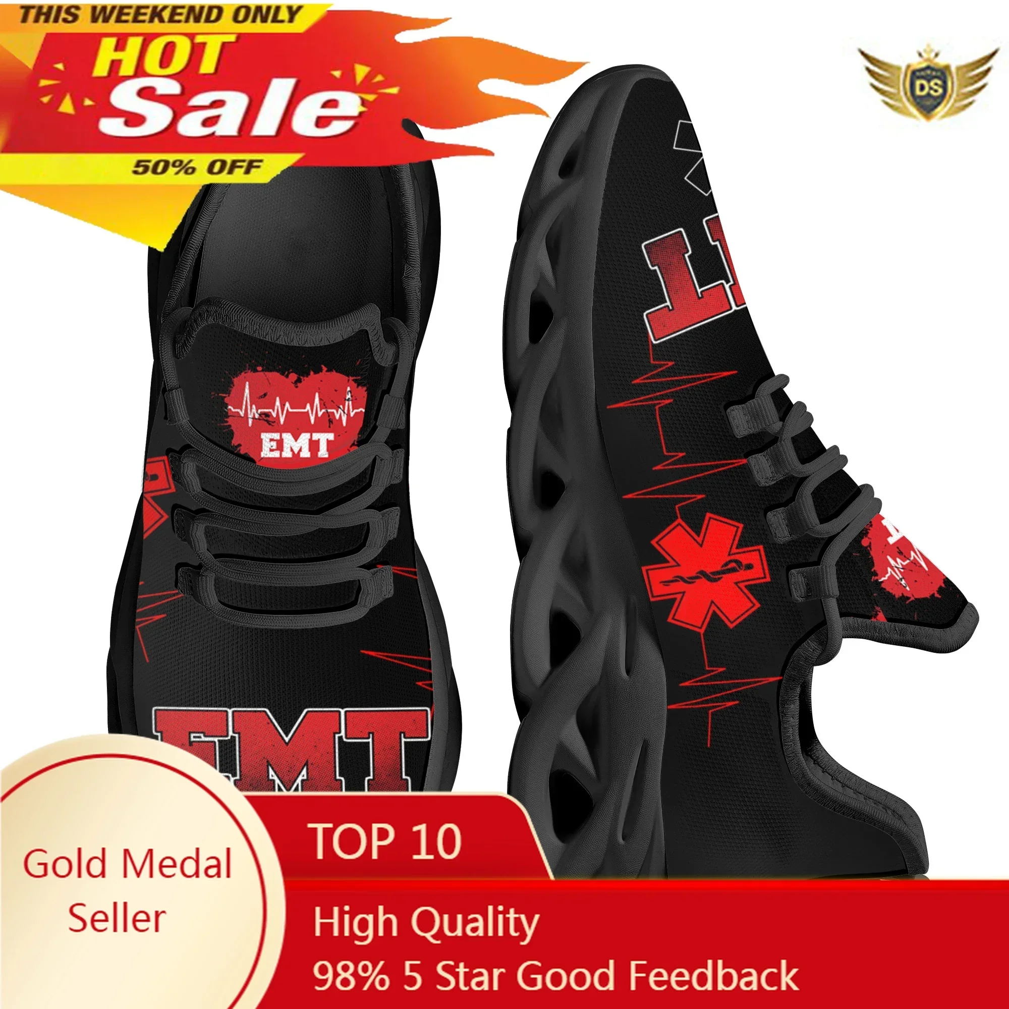 

Hot Sale Flat Shoes Fashion Paramedic EMT EMS Pattern Mesh Sneakers For Women Breathable Footwear Zapatillas