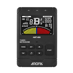 AROMA AMT-600 Tuner & Metronome & Tone Generator 3-in-1 Rechargeable 2.5-inch Color LCD Guitar Tuner Stringed Instrument Tools