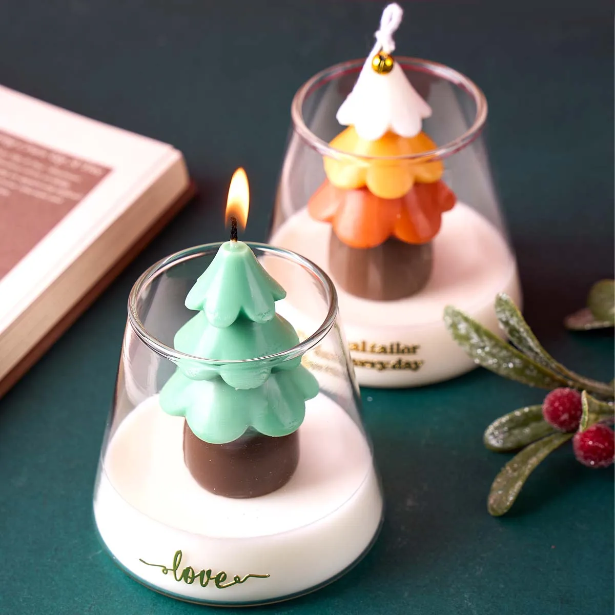 3D Weihnachtsbaum Acryl Kerzenform DIY handgemachte zweiteilige Duftkerzen Seife Handwerk Gießen Kunststoffform Kit Home Weihnachten Dekor