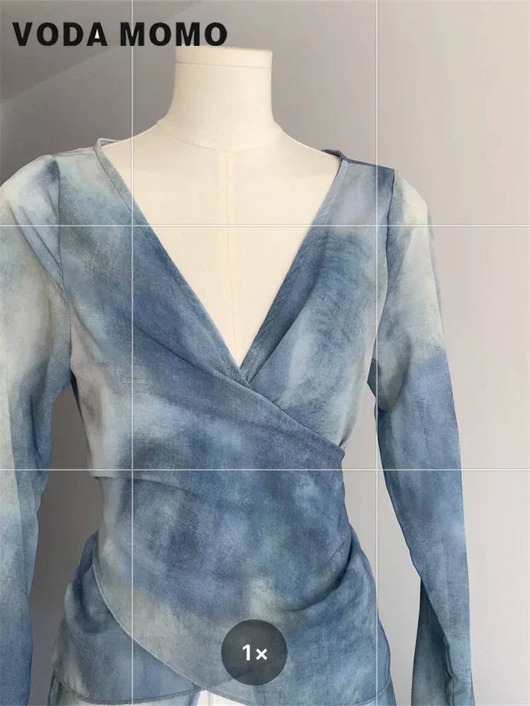Camisa Mujer Estampado Tie-Dye V-Neck - alternate angle