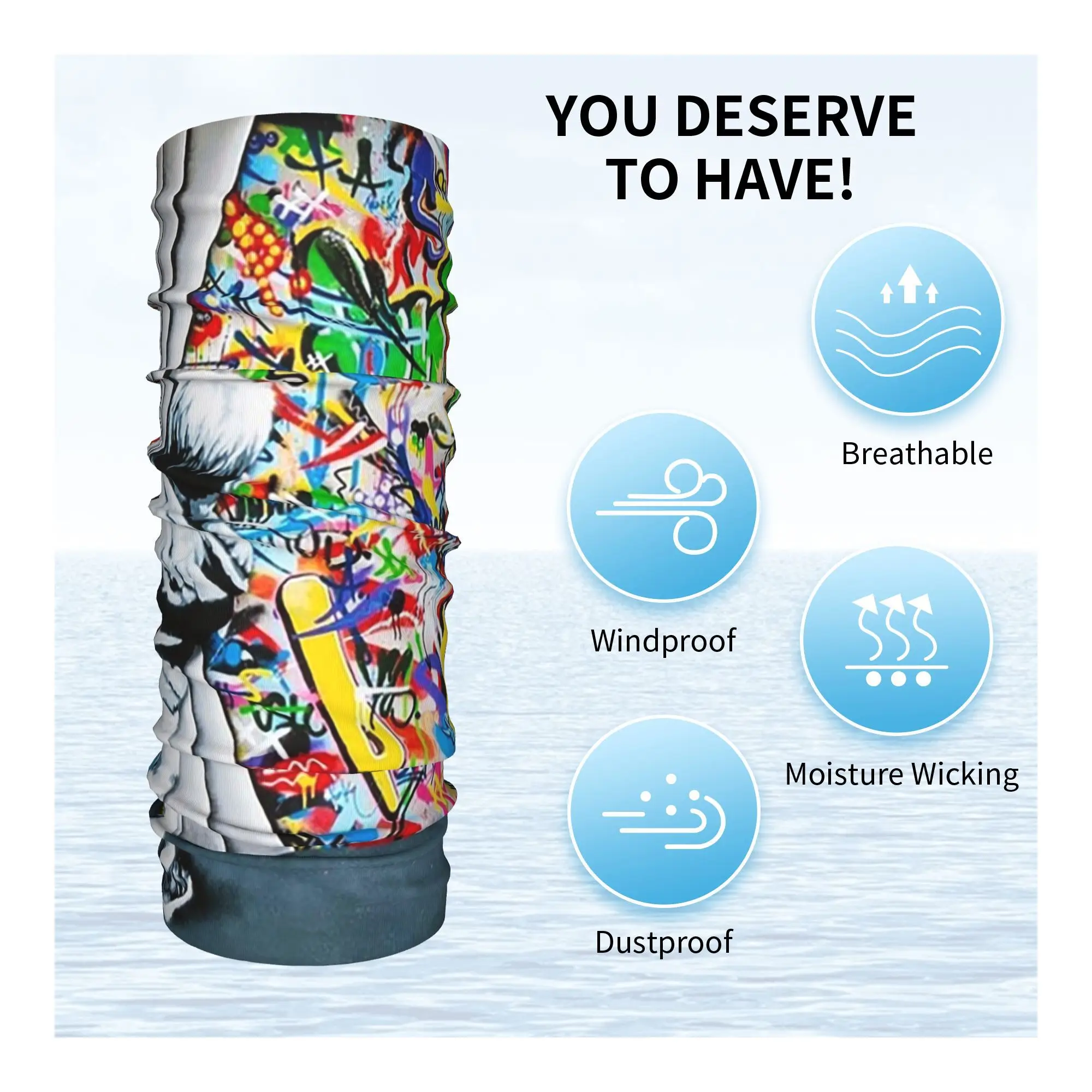 커튼 뒤의 소년 - Banksy Street Art Mural Bandana 넥 커버 프린트 매직 스카프 다용도 발라클라바 하이킹 낚시