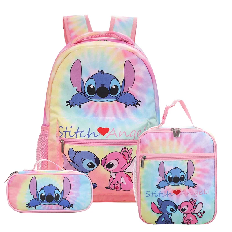 Anime Stitch tornister Stitch śliczny Anime rysunek plecak chłopcy uczennica uczeń tornister komputer duży prezent trzyczęściowy