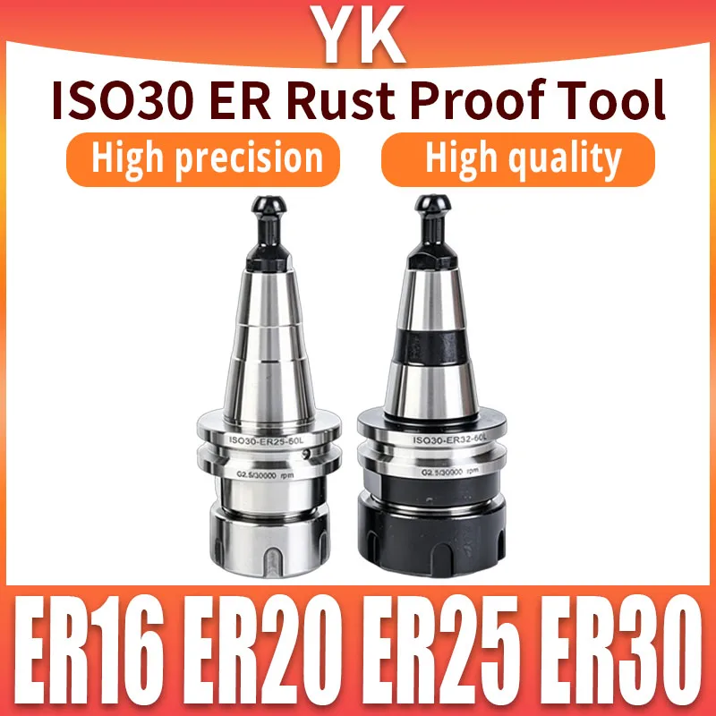 High Precision 0.001mm ISO30 ER Rust Proof Collet Chuck Tool Holder for ER16 ER20 ER25 ER32 CNC Engraving Machining
