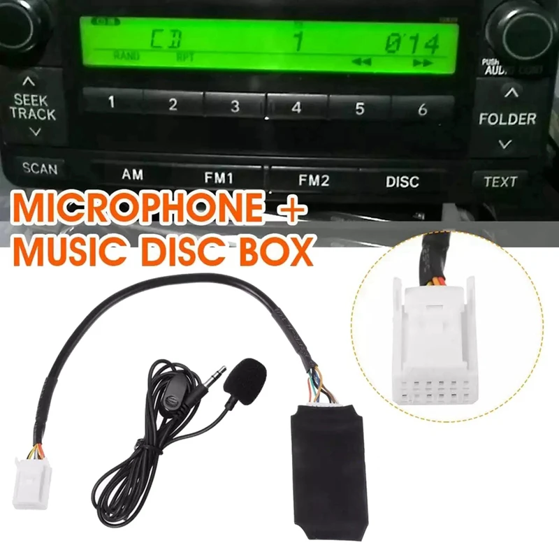 

Car Radio Audio Adapter Bluetooth AUX Cable Microphone Handsfree Music Interface Disc Box For Toyota Camry Corolla RAV4