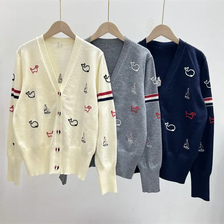 

Cardigan For Women, Winter Animal Sailboat Embroidery Jumpers, Jackets Knitted Long Sleeve Sweater Coat , tarf ,Y2k