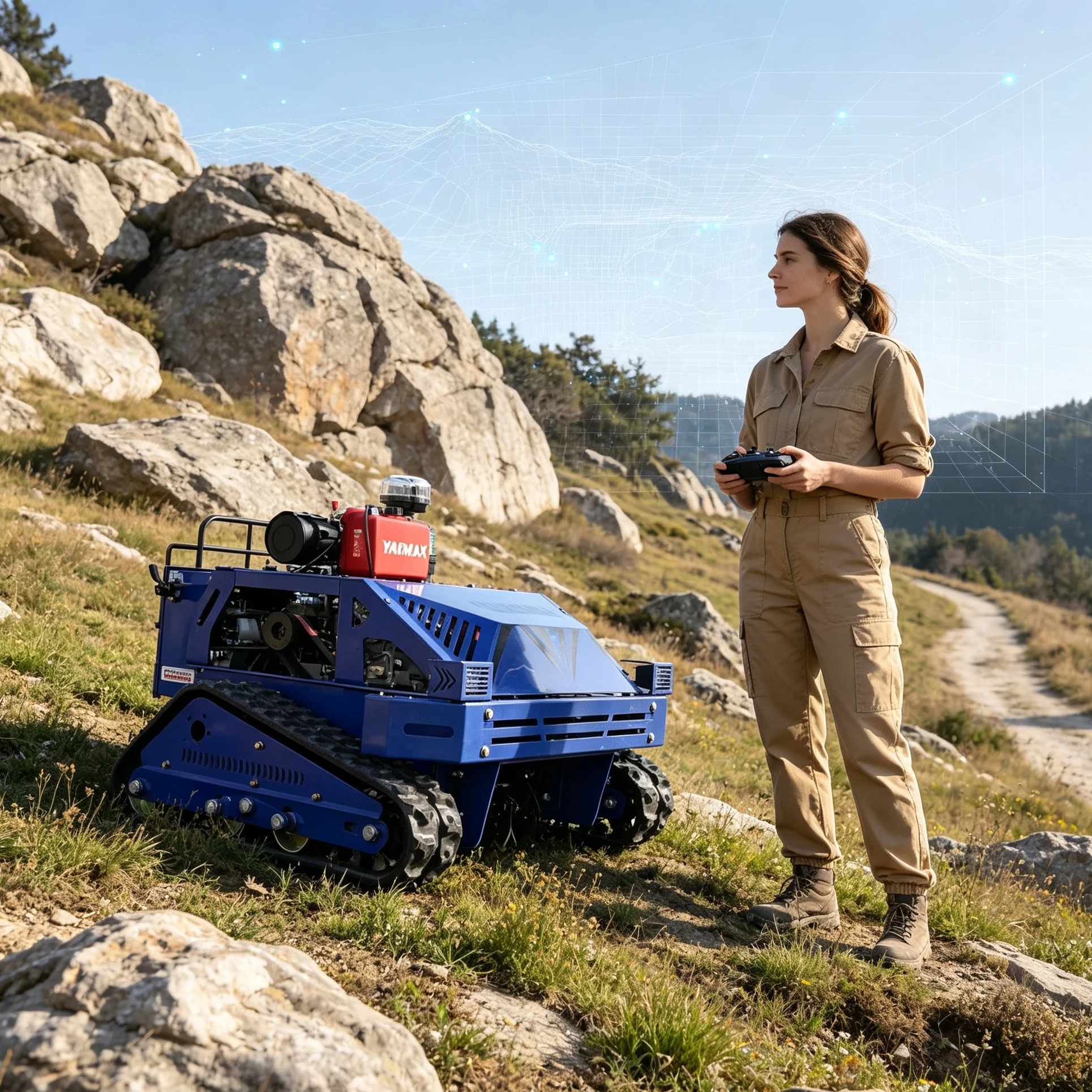 Customized Sloped Villa Courtyard 550S Intelligent Robot Lawn Mower, Custom Blue Color, Upgradeable Industrial Remote For Long‑D