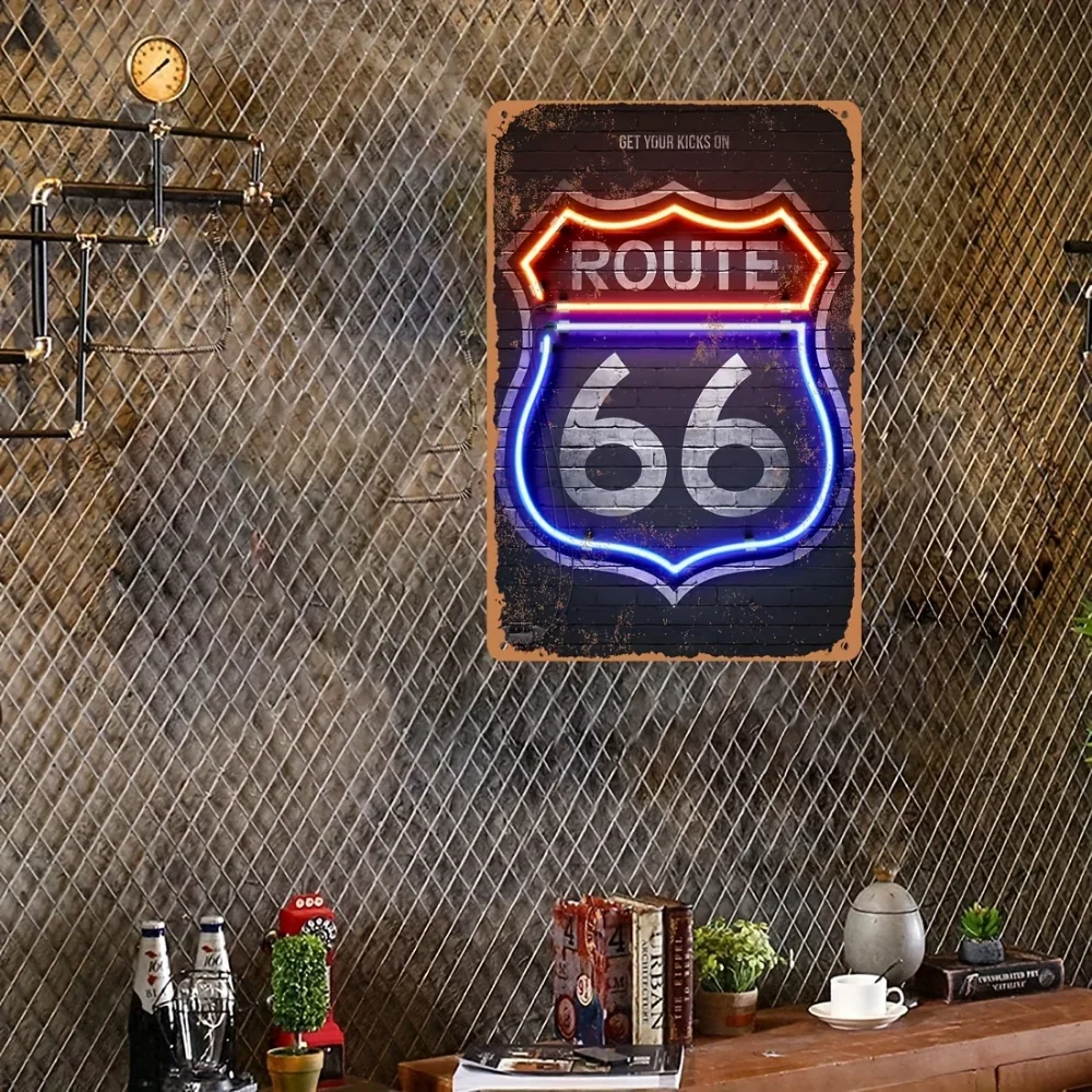 Un cartel de aluminio de neón de la Ruta 66 Retro interesante cartel de aluminio de la Ruta 66 decoración de la Bar decoración del restaurante decoración de la calle