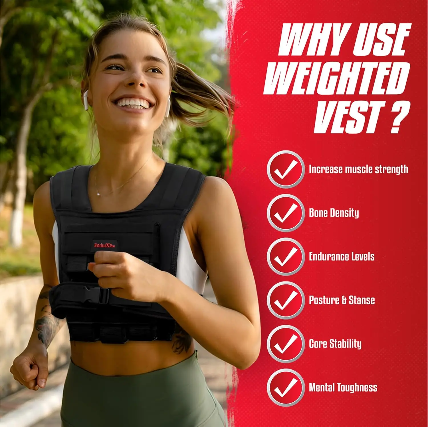 سترة مرجحة 25 رطل - سترة تمرين مرجحة مع أوزان حديدية قابلة للإزالة، سترة تمرين مرجحة شديدة التحمل للتدريب الوظيفي #3