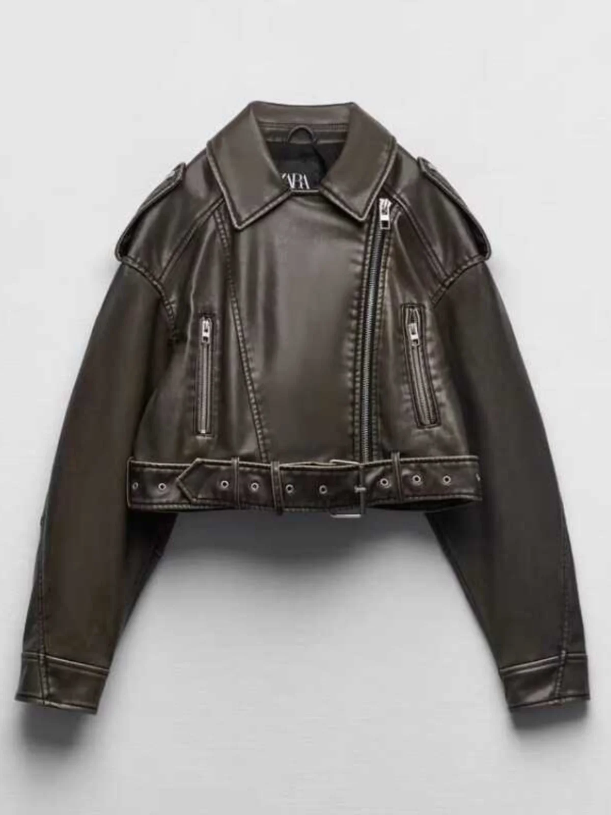 Moto da donna Sle ort sciolto in pelle PU Jaet autunno inverno nuovo arrivo capispalla lungo con colletto rovesciato