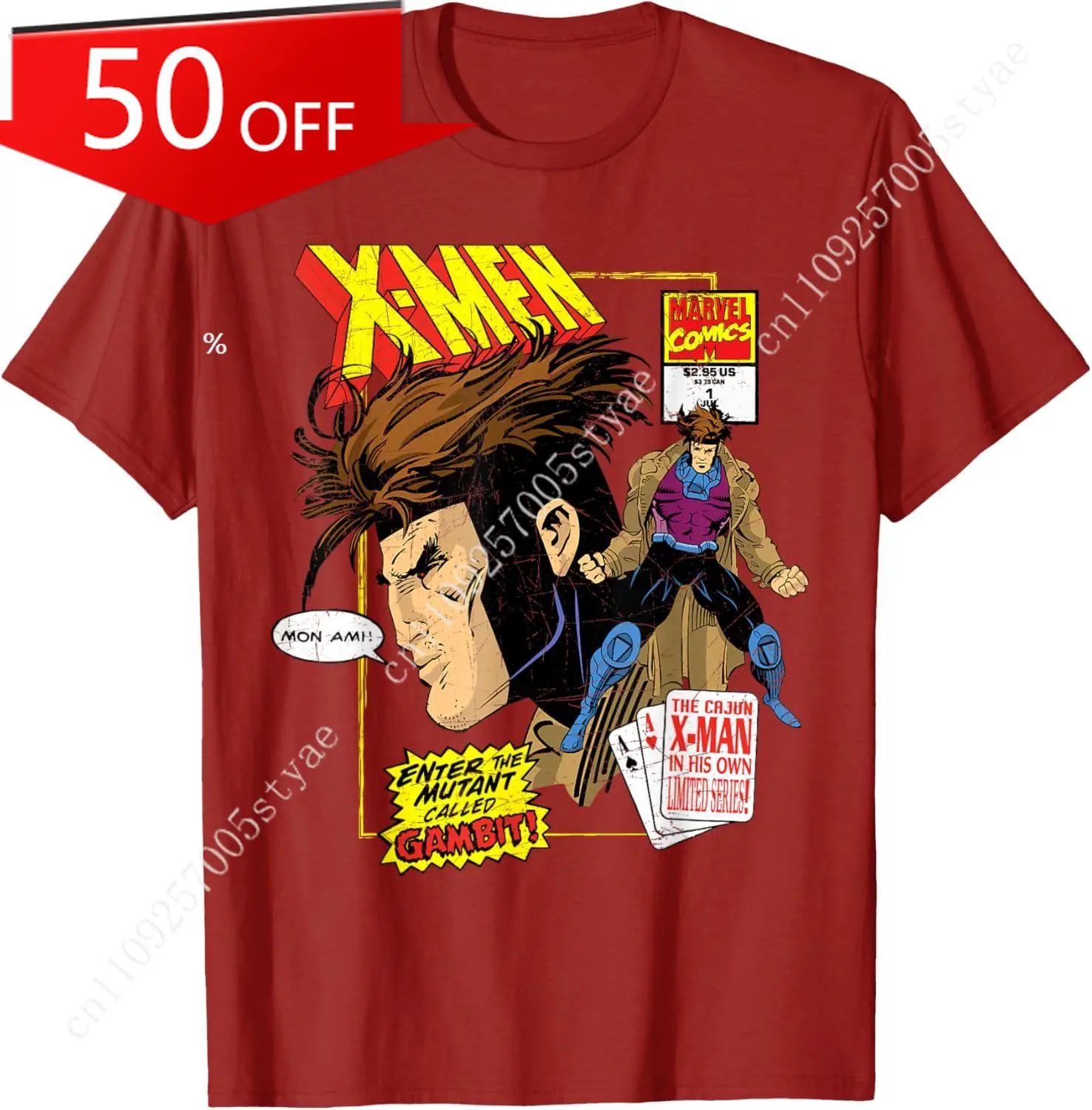 

Marvel X-Men Cajun Gambit Remy LeBeau Comic Art T-Shirt T-Shirt