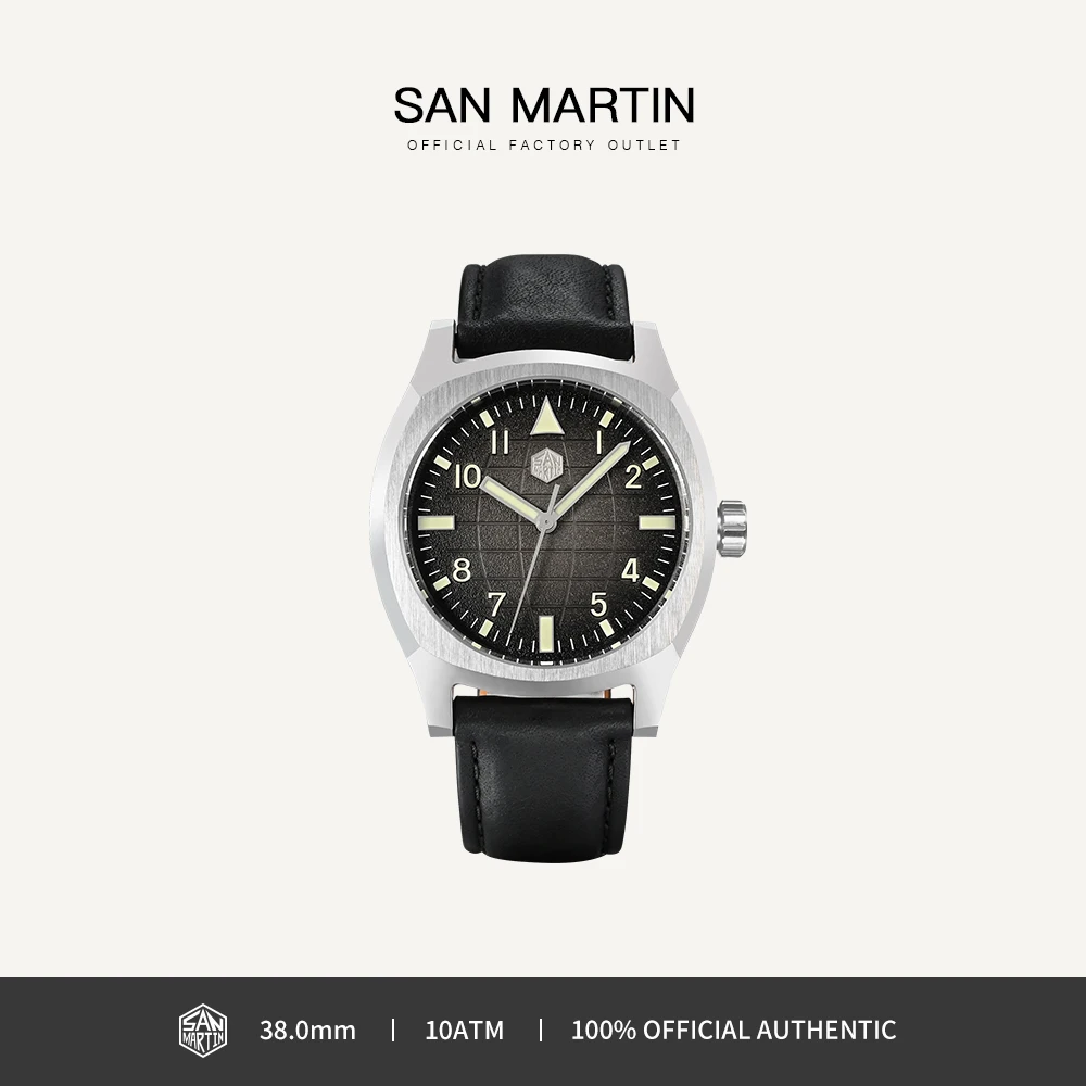 

San Martin Design Men Luxury Watch 38mm Vintage Sport PT5000 Steel Automatic Mechanical Watches Waterproof 10Bar Luminous SN0026