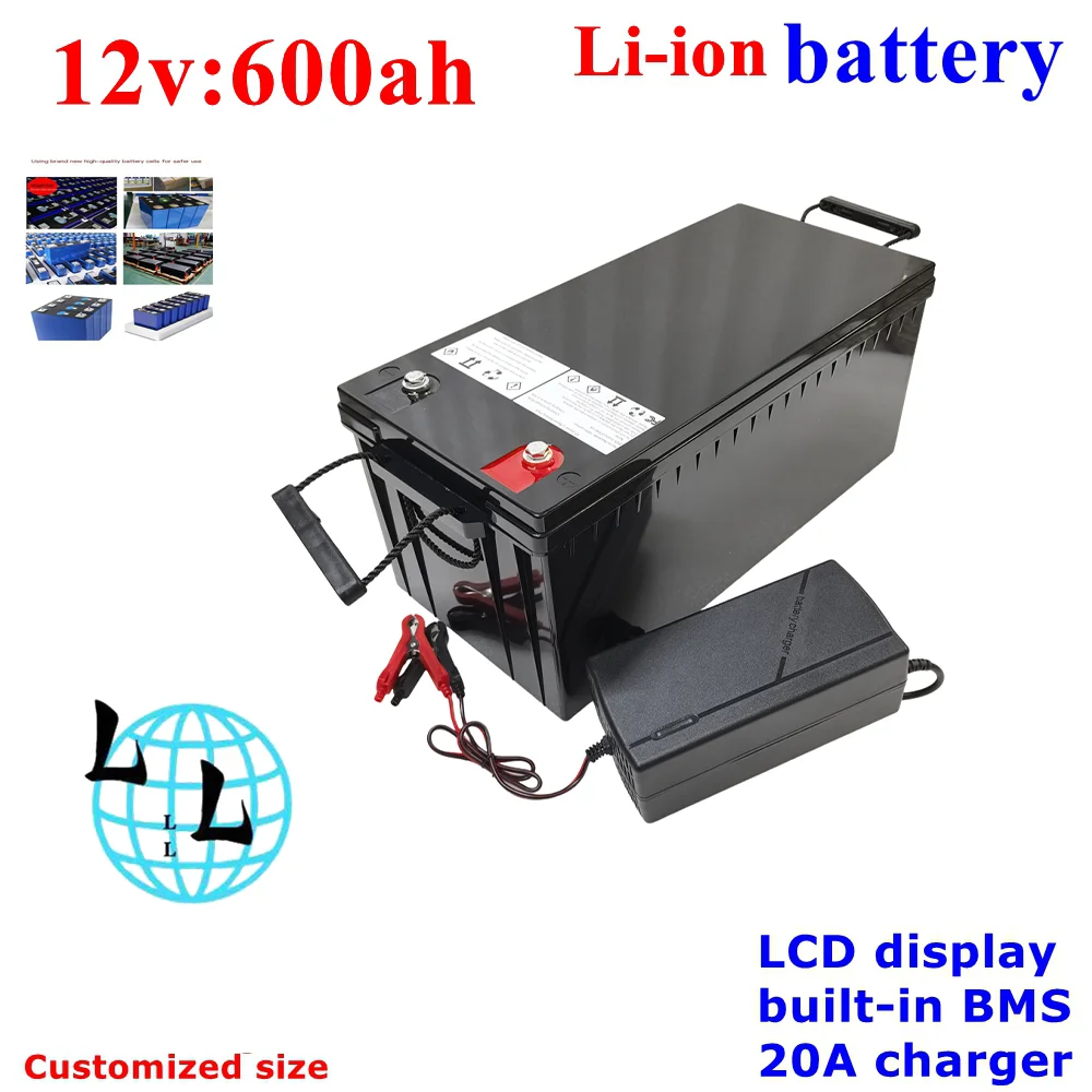 Batterie lithium-ion étanche 12V 600AH 100A BMS batterie li ion pour EPS UPS RV chariot de golf de stockage d'énergie solaire