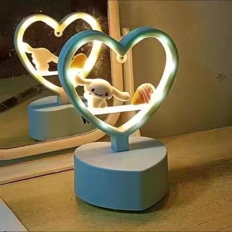 Dreamy Heart-shaped Cinnamon Dog Kuromi Melody Atmosphere Night Light Table Lamp Birthday Christmas Gift Desktop Night Light