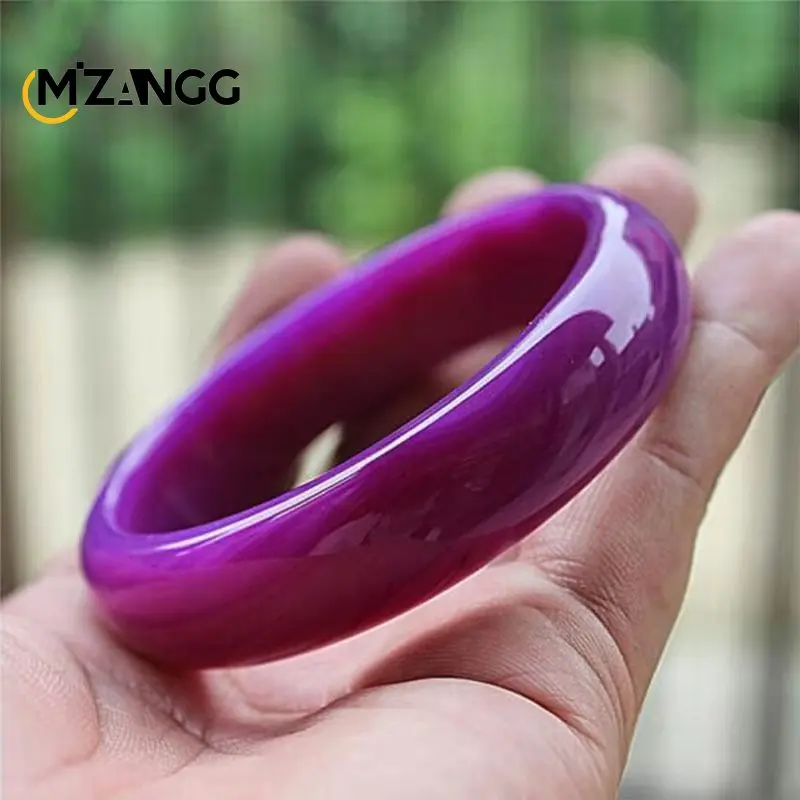 Natural Imperial Purple Chalcedony Bangles Purple Agate Widened and Thickened Women's Jade Bracelet Charm Fashion Jewelry Gift