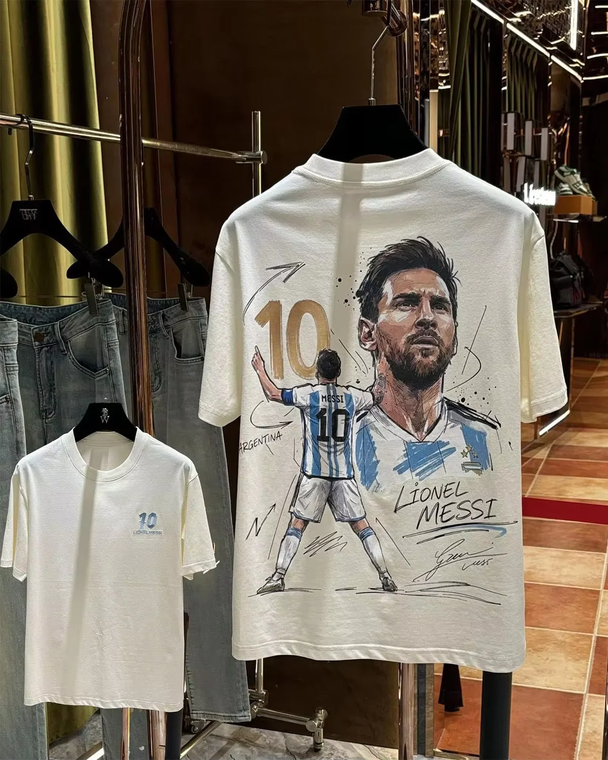 2026 New Soccer Superstars Haaland#9 CR7#7 Messi#10 Double-sided Printed Oversized T-shirt Unisex Sports Fan Tops